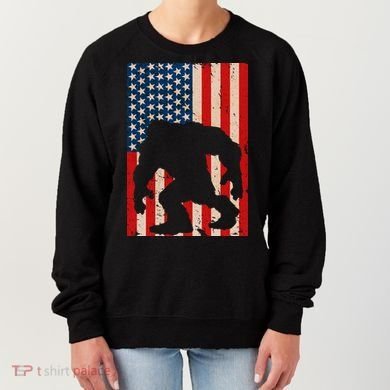Vintage Bigfoot American Flag Women's Sweatshirt