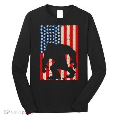 Vintage Bigfoot American Flag Long Sleeve Shirt