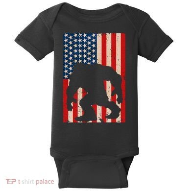 Vintage Bigfoot American Flag Baby Bodysuit