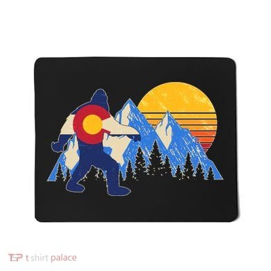 Vintage Bigfoot Colorado Flag Retro Sun Mountains Mousepad
