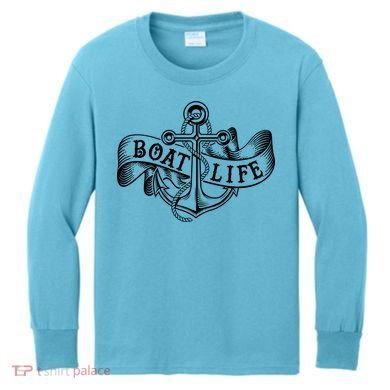 Vintage Boat Life Tattoo  Kids Long Sleeve Shirt