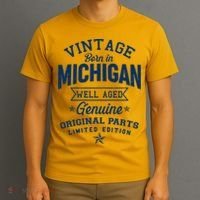 Vintage Born In Michigan Well Aged T-Shirt thumb 3