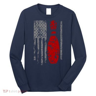 Vintage Bowling American Flag Long Sleeve Shirt