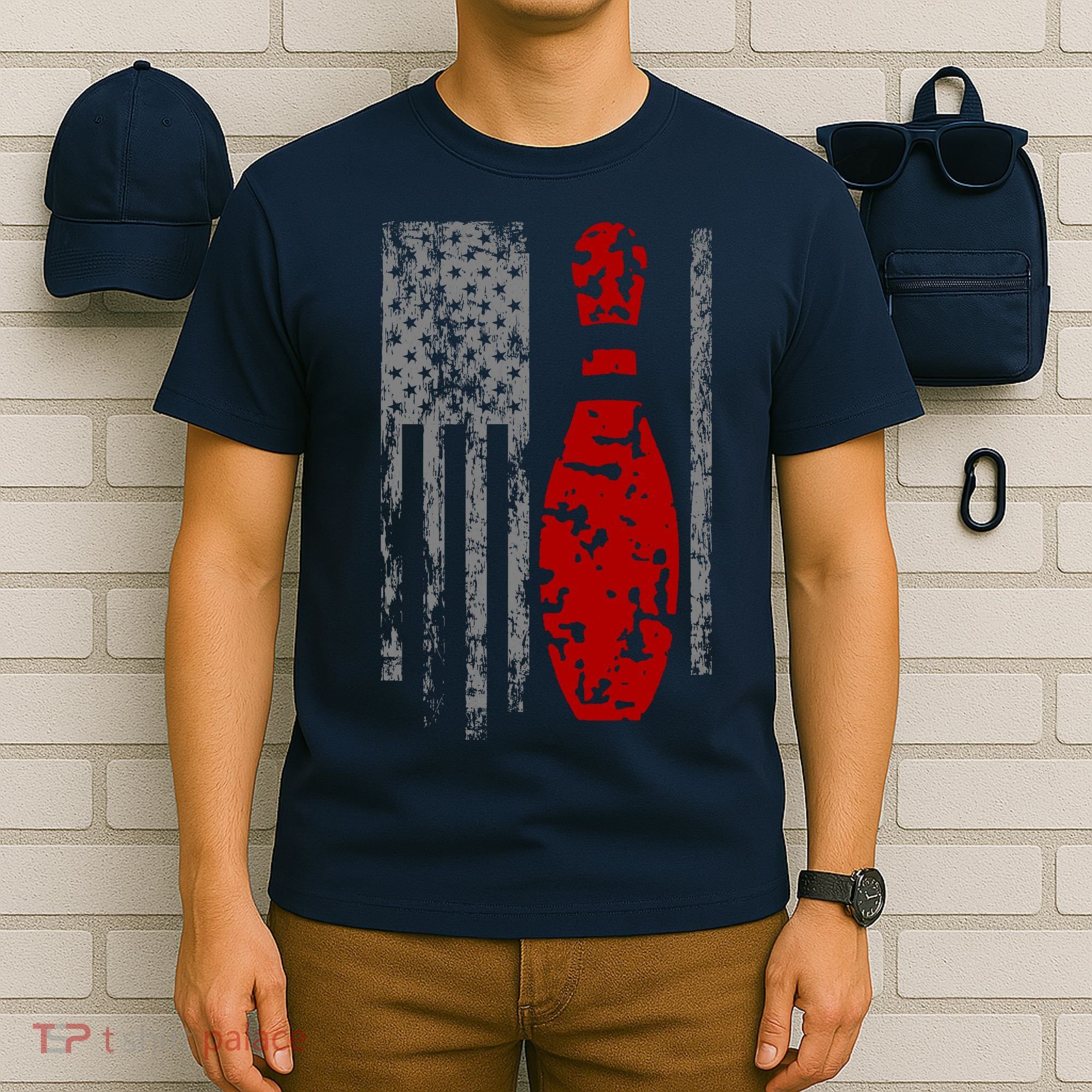 Vintage Bowling American Flag T-Shirt