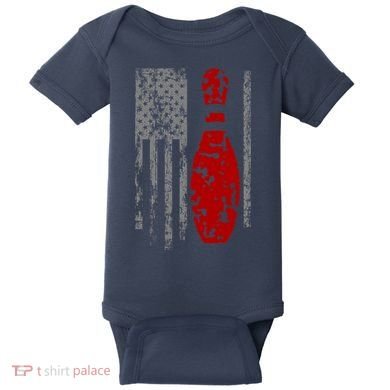 Vintage Bowling American Flag Baby Bodysuit