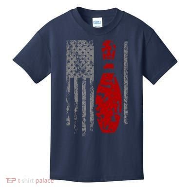 Vintage Bowling American Flag Kids T-Shirt