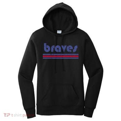 Vintage Braves Retro Three Stripe Weathered Women's Hoodie