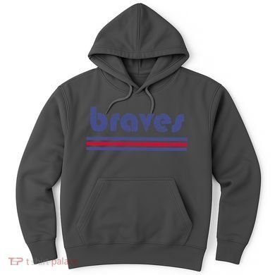 Vintage Braves Retro Three Stripe Weathered Hoodie