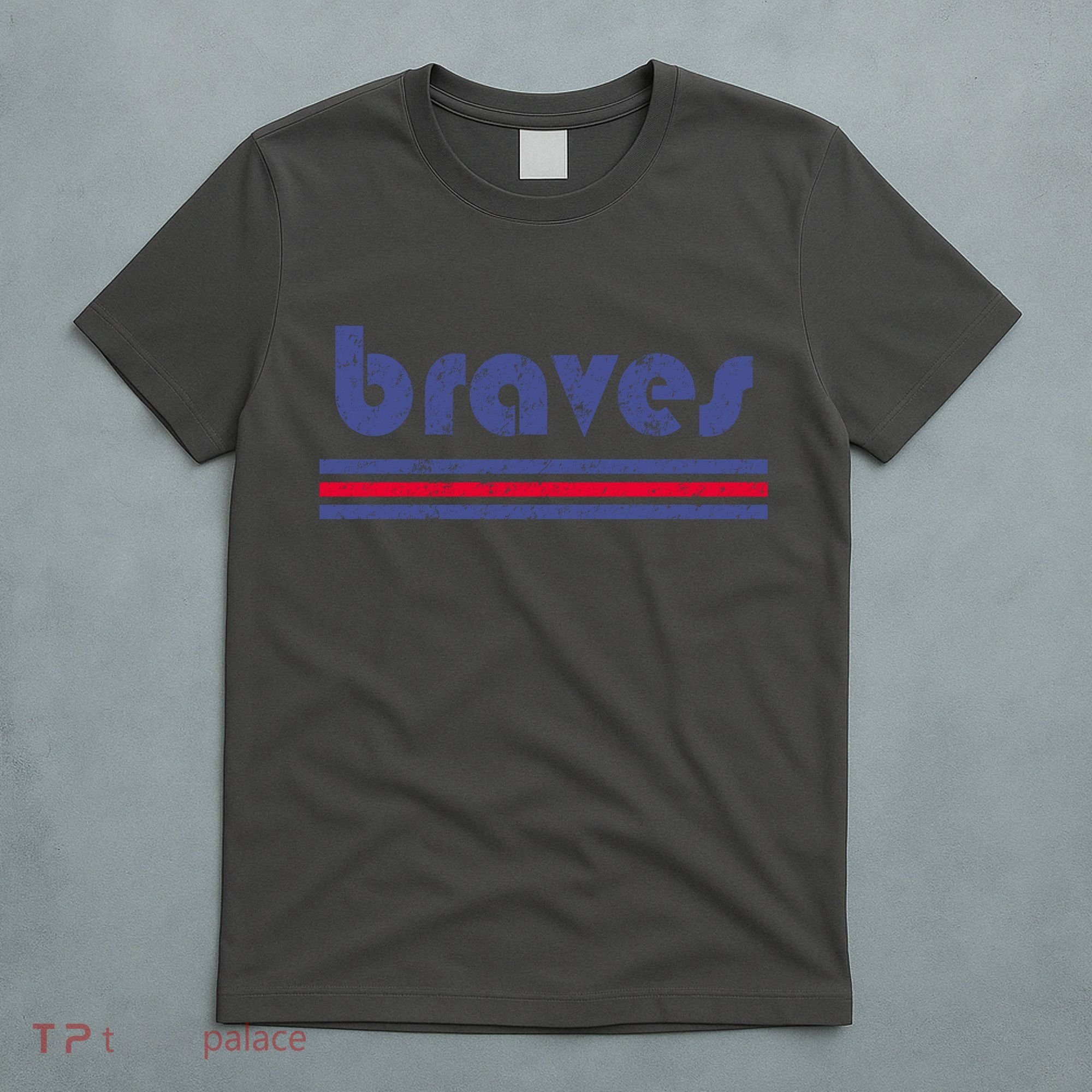 Vintage Braves Retro Three Stripe Weathered T-Shirt
