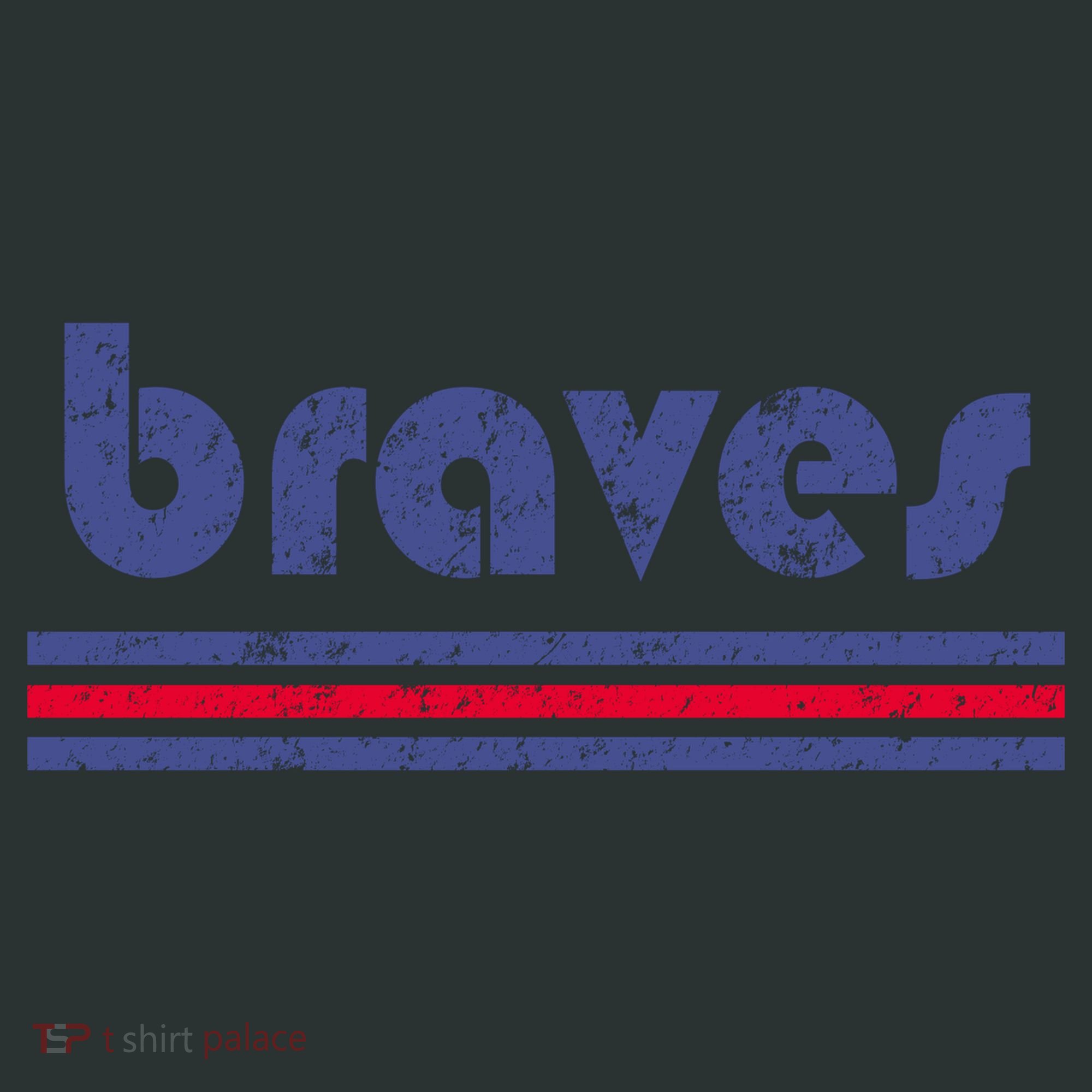 Vintage Braves Retro Three Stripe Weathered Button