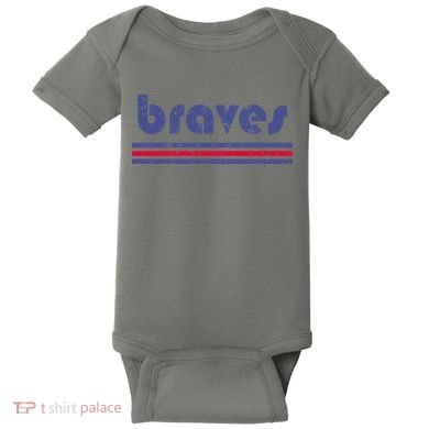 Vintage Braves Retro Three Stripe Weathered Baby Bodysuit