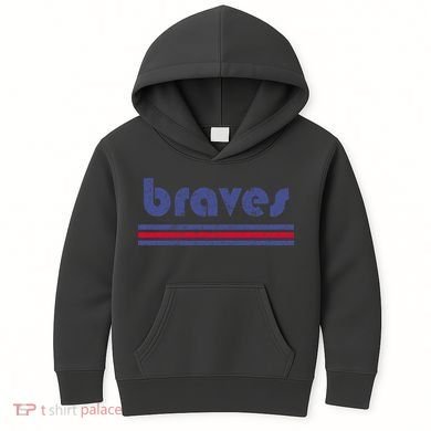 Vintage Braves Retro Three Stripe Weathered Kids Hoodie