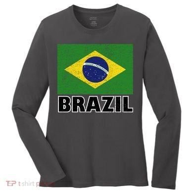 Vintage Brazil Flag Women's Long Sleeve Shirt