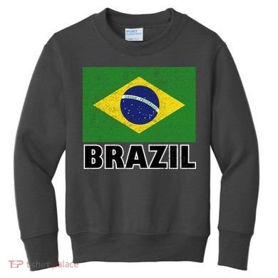 Vintage Brazil Flag Kids Sweatshirt