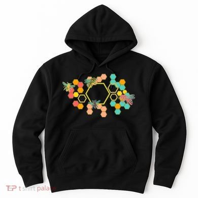 Vintage Bumblebee Hive Pattern Hoodie