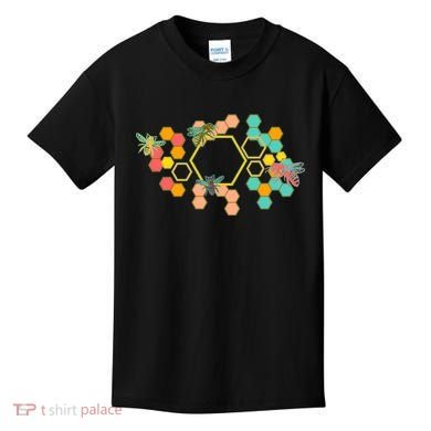 Vintage Bumblebee Hive Pattern Kids T-Shirt