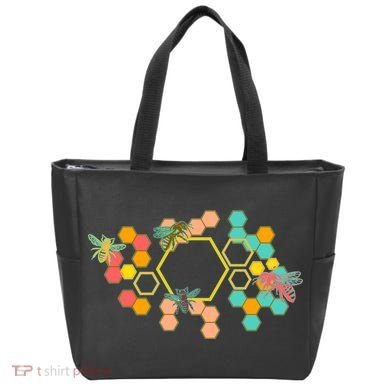 Vintage Bumblebee Hive Pattern Tote Bag
