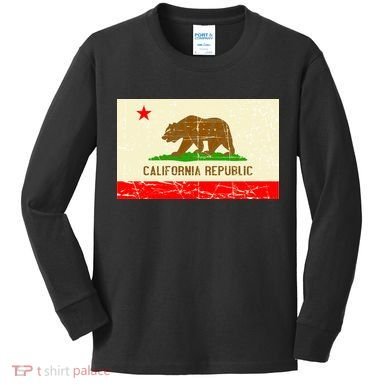 Vintage California Republic Flag Kids Long Sleeve Shirt