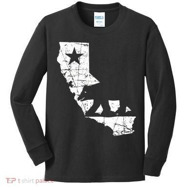 Vintage California Republic State Bear Kids Long Sleeve Shirt