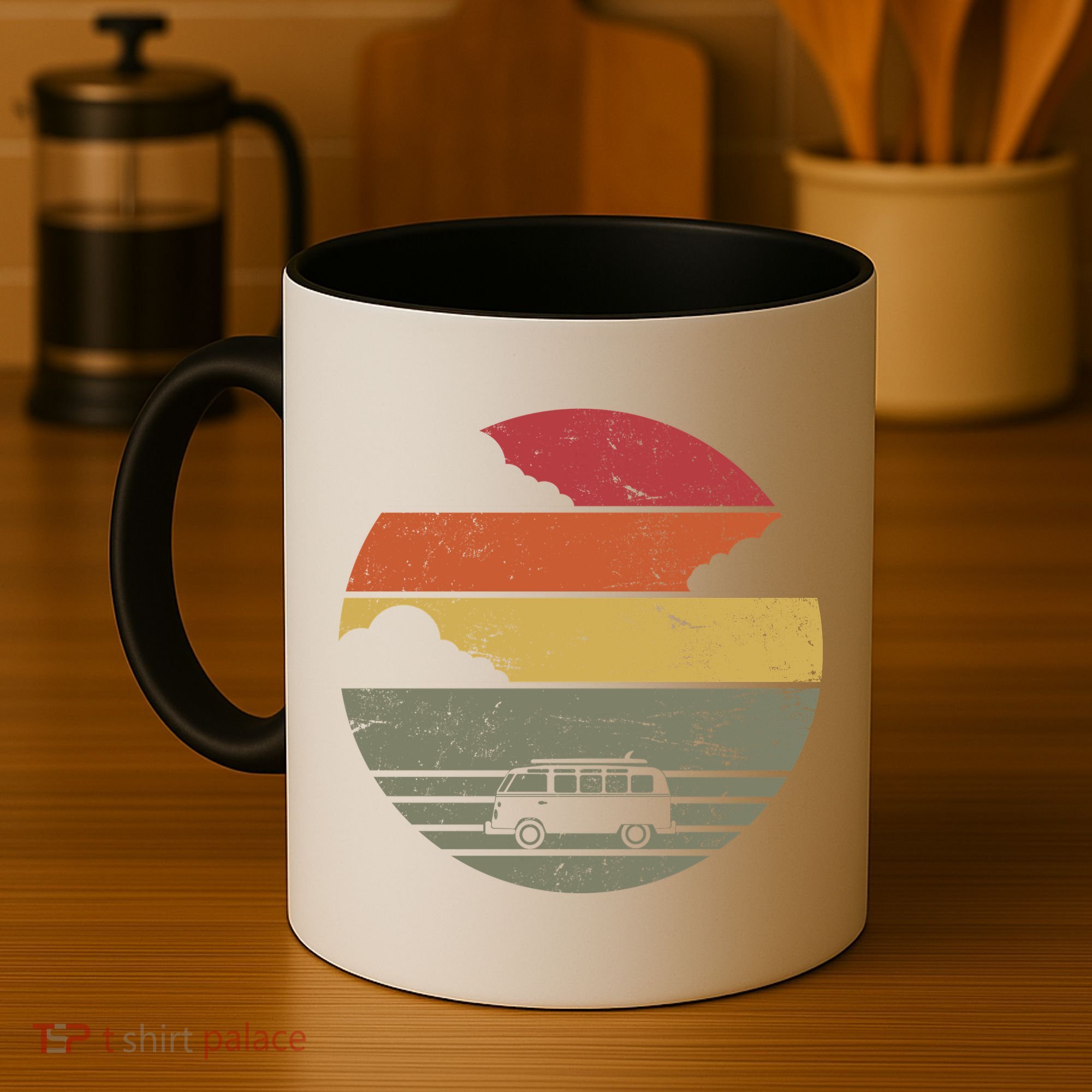 Vintage Camping Sunset Coffee Mug
