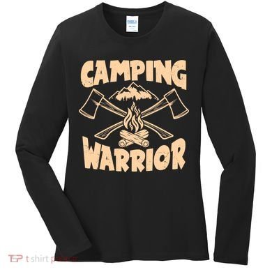 Vintage Camping Warrior Lumberjack Axes Women's Long Sleeve Shirt
