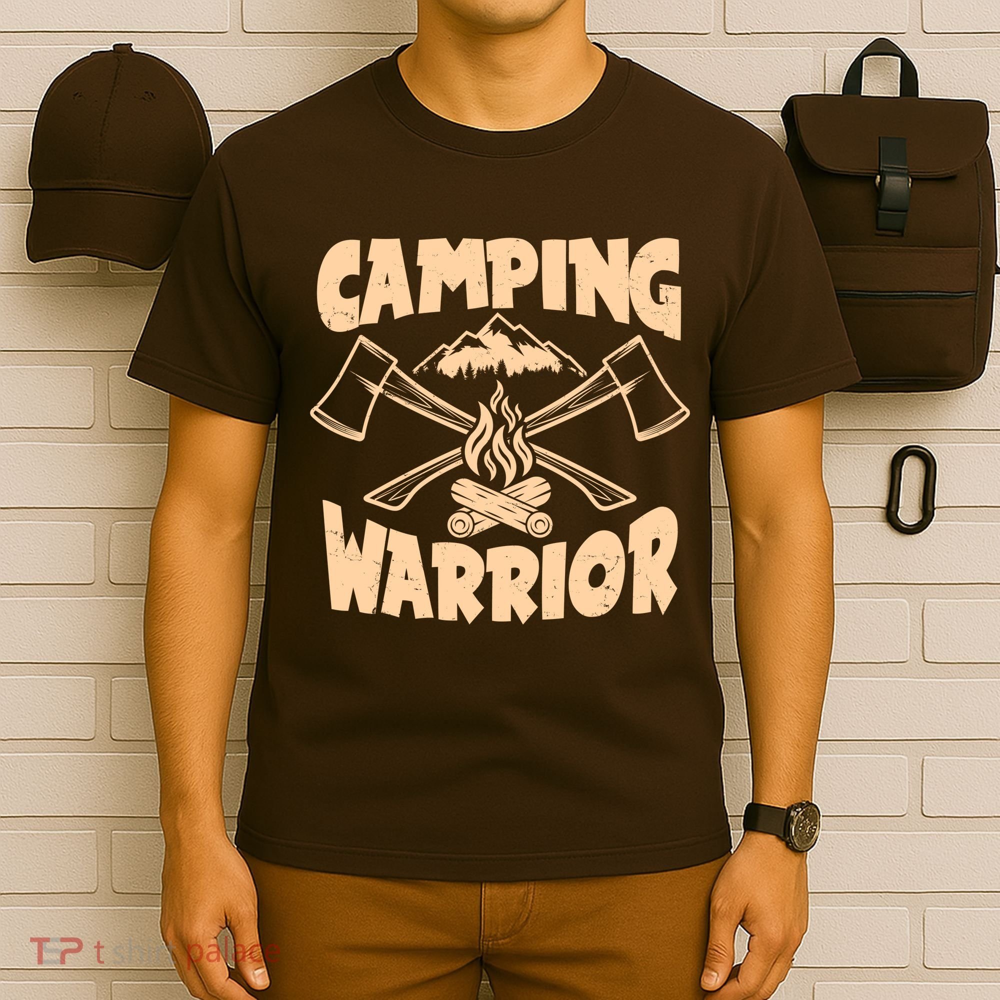Vintage Camping Warrior Lumberjack Axes T-Shirt