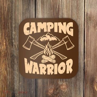 Vintage Camping Warrior Lumberjack Axes Coaster
