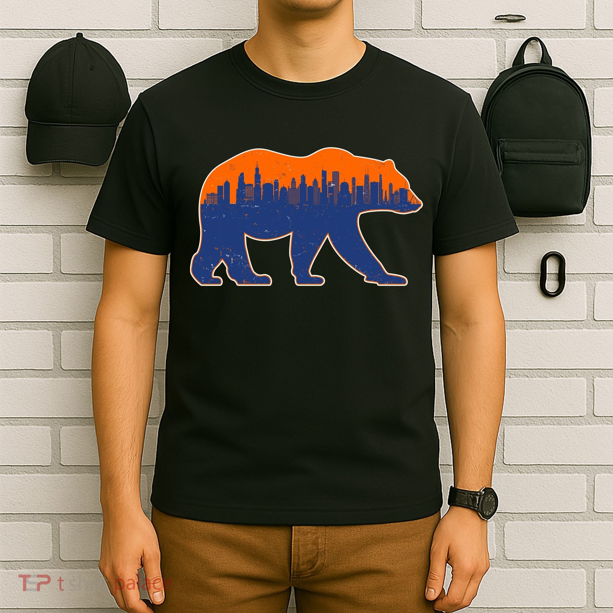 Vintage Chicago Illinois Skyline Bears Football T-Shirt