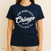 Vintage Chicago The Windy City Illinois EST 1848 T-Shirt thumb 4