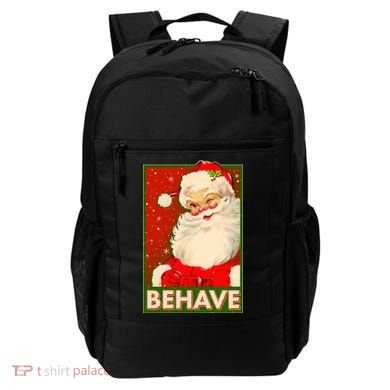 Vintage Christmas Behave Winking Santa Claus Backpack