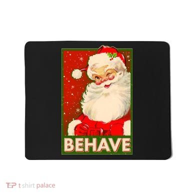 Vintage Christmas Behave Winking Santa Claus Mousepad