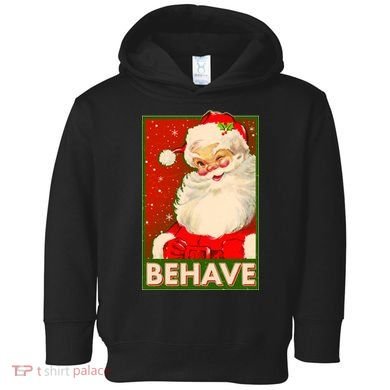 Vintage Christmas Behave Winking Santa Claus Toddler Hoodie