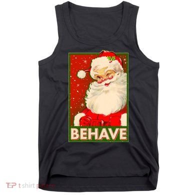 Vintage Christmas Behave Winking Santa Claus Tank Top