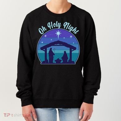 Vintage Christmas Oh Holy Night Nativity Scene Women's Sweatshirt