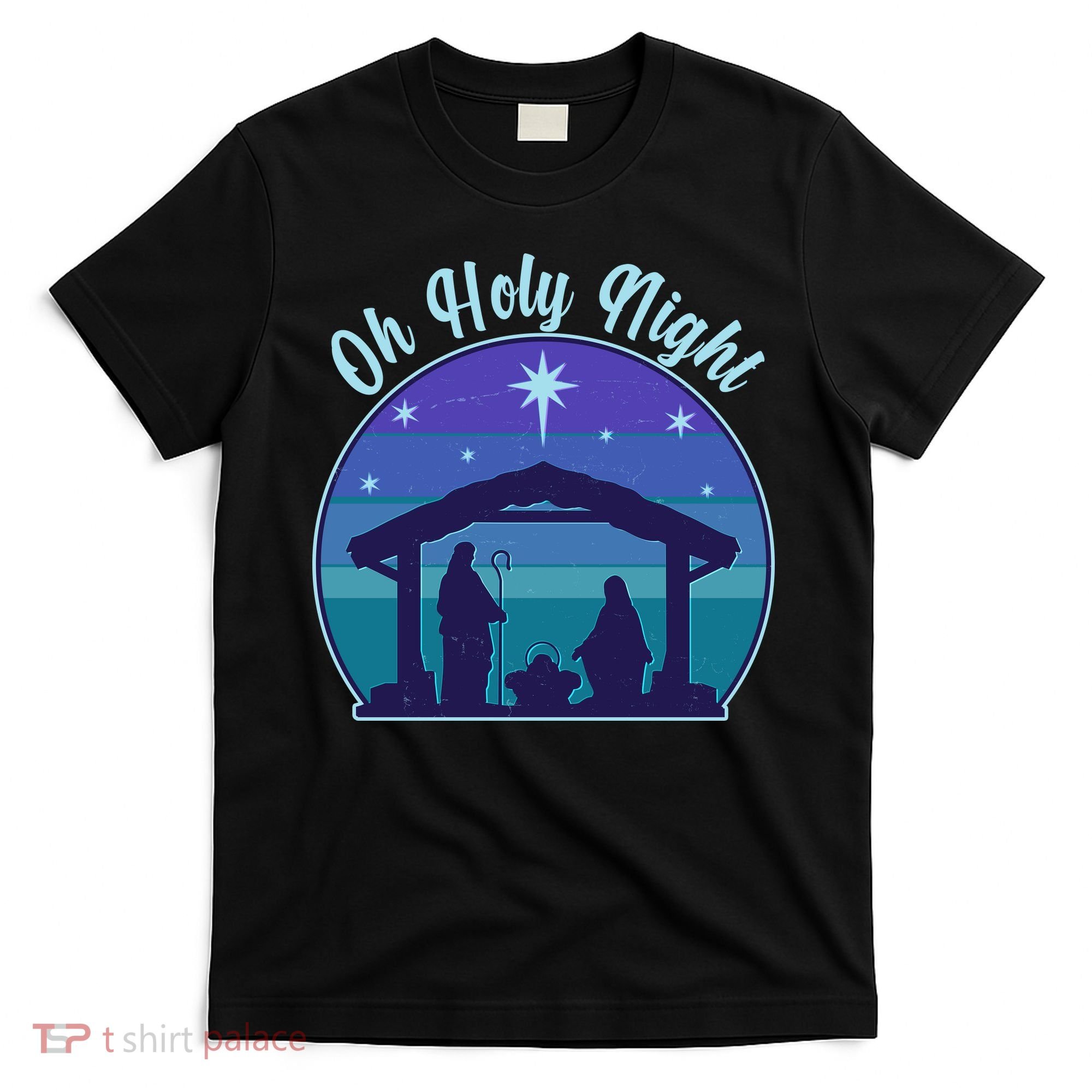 Vintage Christmas Oh Holy Night Nativity Scene T-Shirt