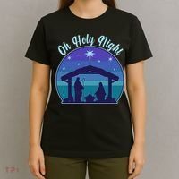 Vintage Christmas Oh Holy Night Nativity Scene T-Shirt thumb 4