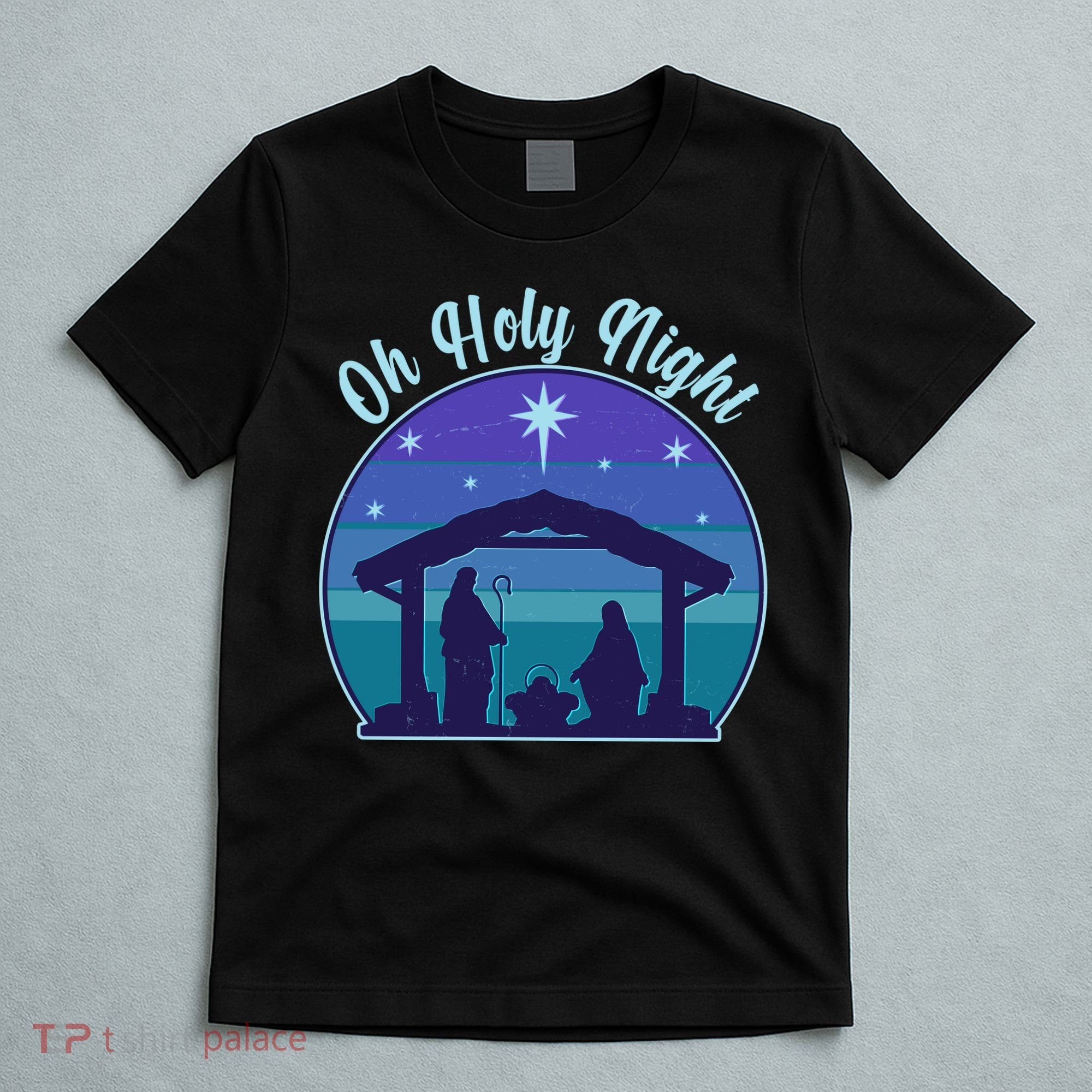 Vintage Christmas Oh Holy Night Nativity Scene T-Shirt