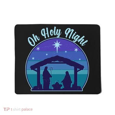 Vintage Christmas Oh Holy Night Nativity Scene Mousepad