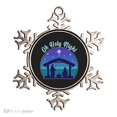 Vintage Christmas Oh Holy Night Nativity Scene Ornament
