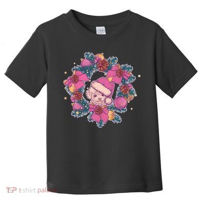 Vintage Christmas Poodle Pinecone Holly Wreath  Toddler T-Shirt
