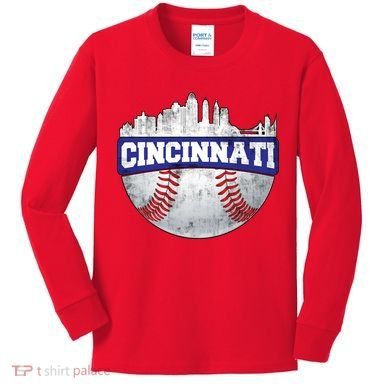 Vintage Cincinnati Ohio Baseball City Kids Long Sleeve Shirt