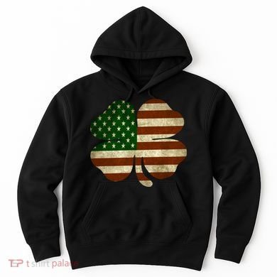 Vintage Clover Irish American Flag Hoodie