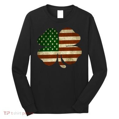 Vintage Clover Irish American Flag Long Sleeve Shirt