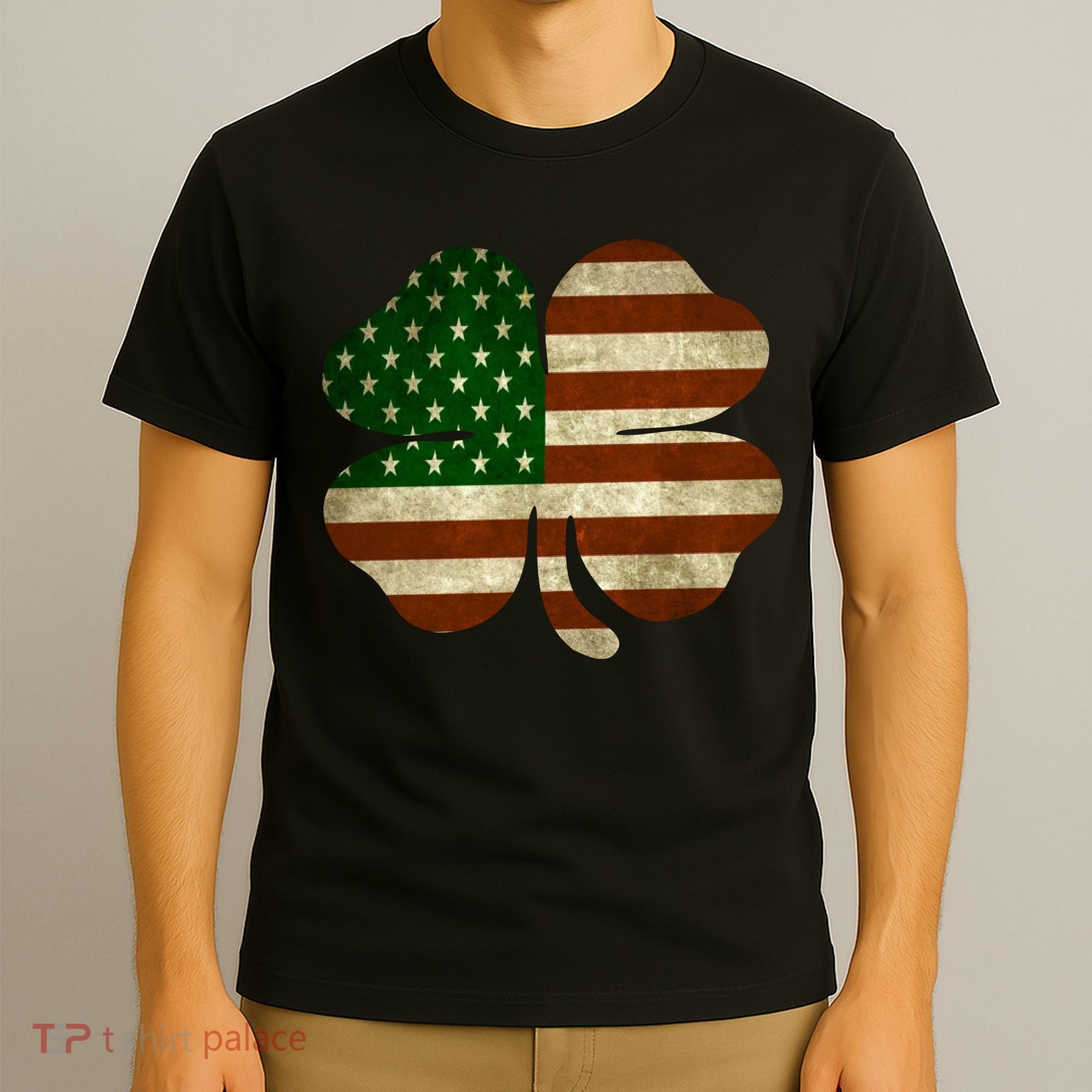Vintage Clover Irish American Flag T-Shirt