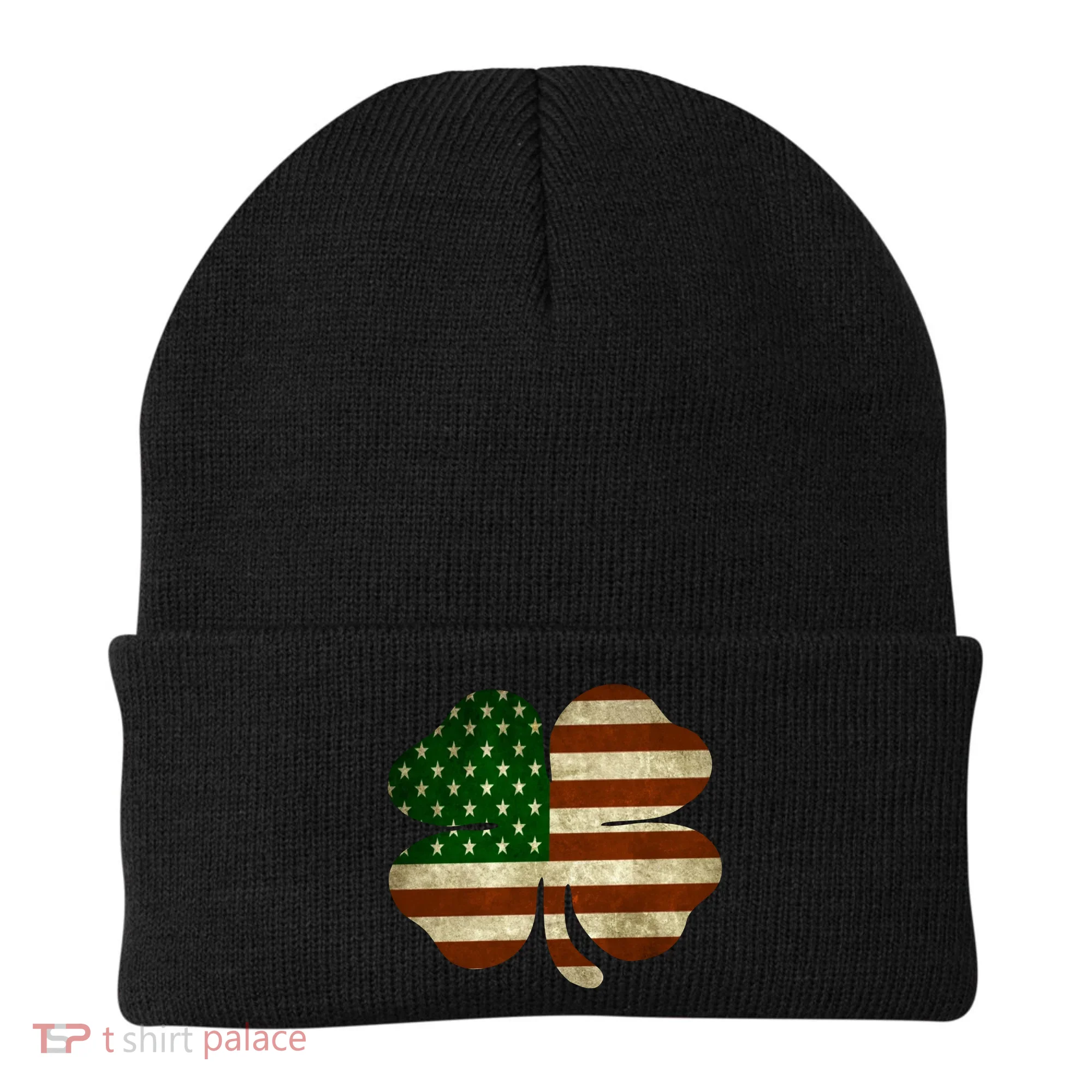 Vintage Clover Irish American Flag Beanie