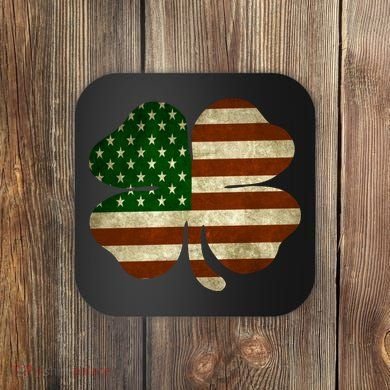 Vintage Clover Irish American Flag Coaster
