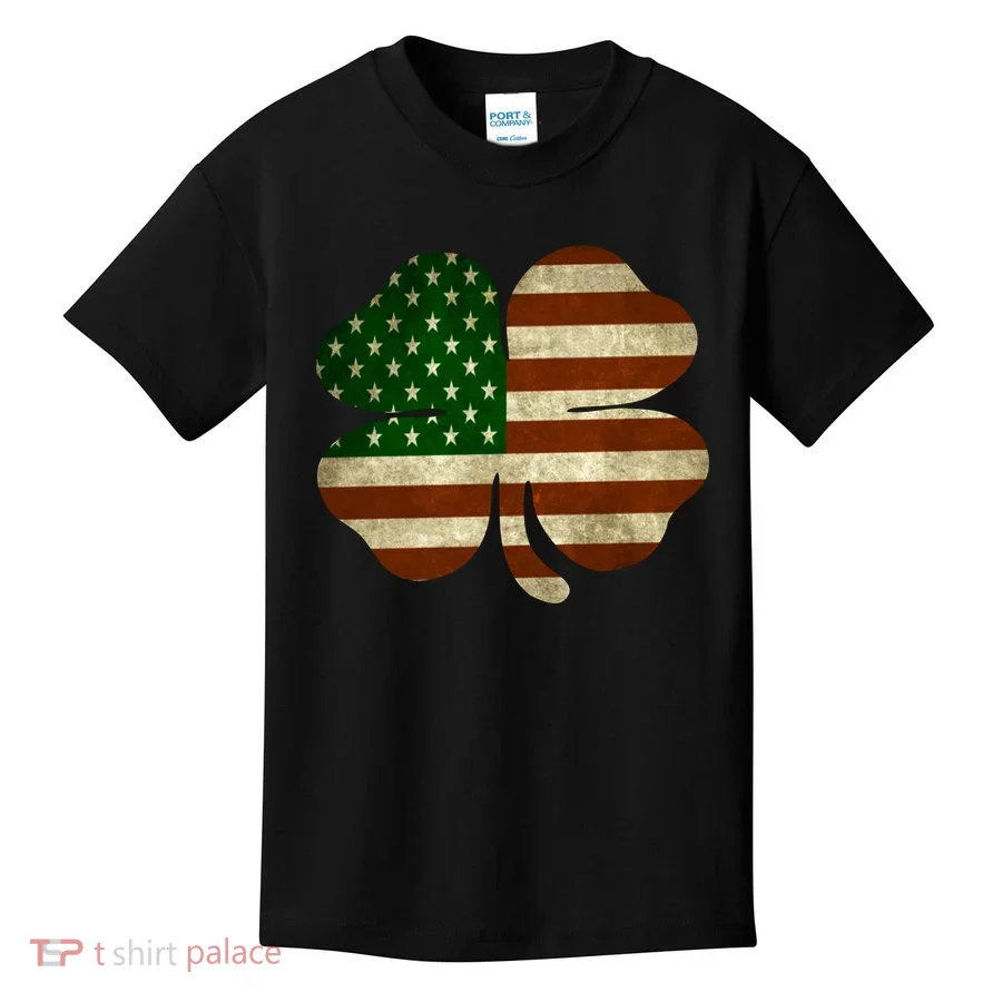 Vintage Clover Irish American Flag Kids T-Shirt