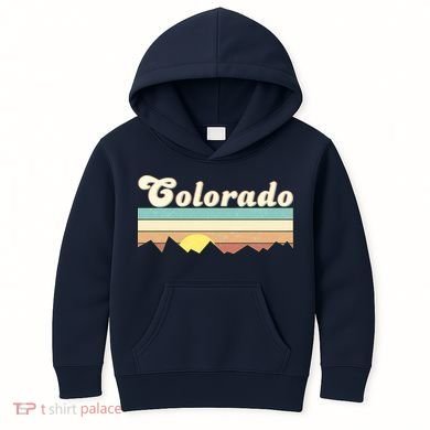 Vintage Colorado Mountain Sunset Kids Hoodie