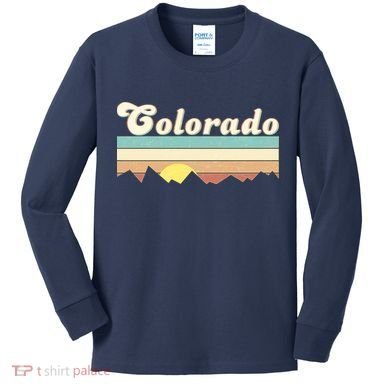 Vintage Colorado Mountain Sunset Kids Long Sleeve Shirt