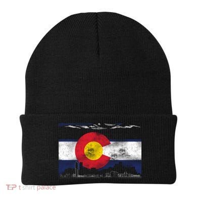 Vintage Colorado Skyline Flag Beanie